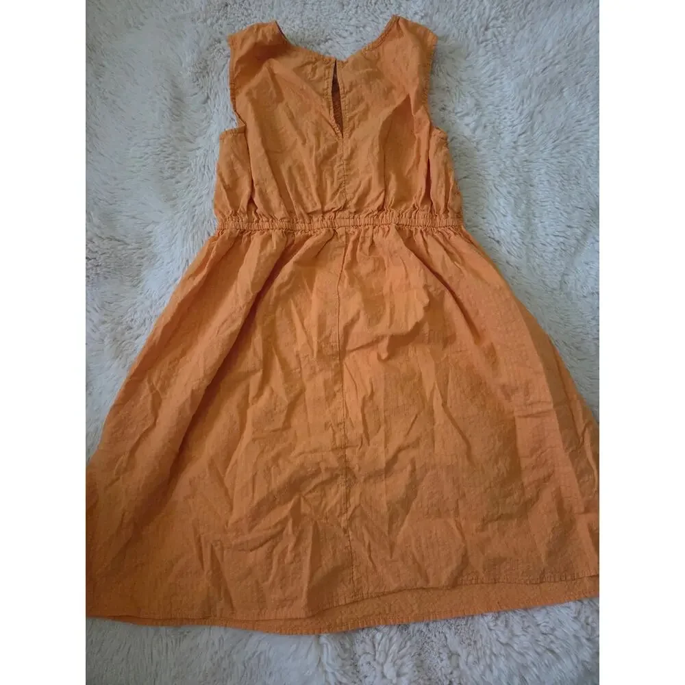 ZARA Textured Smocked Orange Cross Front Sleeveless Dress 13-14 years